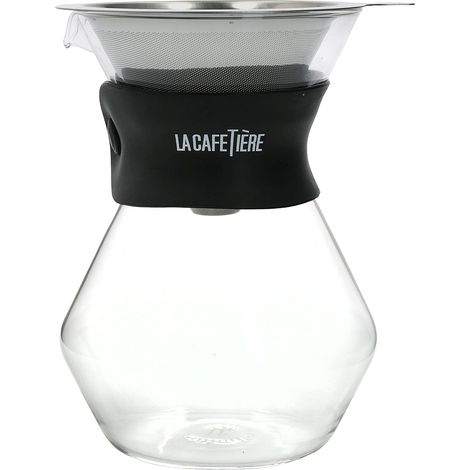 Set de carafe en verre et d'égouttoir à café, 3 tasses, boîte cadeau, noir (1/5)