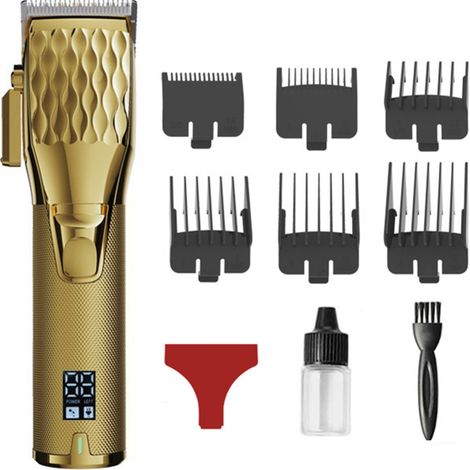 Professioneller elektrischer Haarschneider mit vollgeöltem Metallkopf, LCD-Bildschirm und Farbverlaufsanzeige. Ideal für Friseursalons.