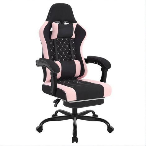 Sedia da gaming ergonomica con massaggio lombare e poggiapiedi in tessuto mesh (1/5)