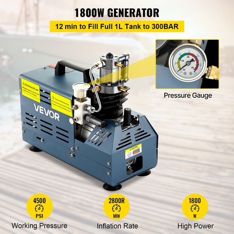 Compresseur Haute Pression 30 MPa 1800 W 220 V Compresseur Air PCP Décompression Automatique, pour Carabine à Air Comprimé Paintball, Carabine PCP, Pistolet d'Air Comprimé, Bouteille de Plongée (1/5)