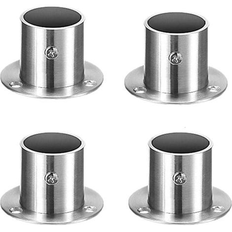 4 Pièces Support de Tringle à Rideau, Rond Supports de Tube de Penderie Acier Inoxydable Cintre à Rideau Support de Rail Mural Prises de Poteau de Placard (1/5)