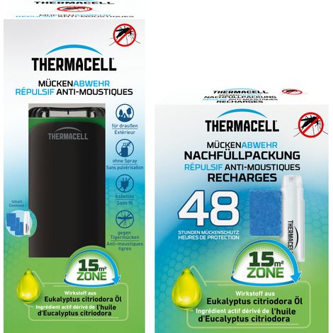 THERMACELL Diffuseur Répulsif Anti Moustiques & Moustiques Tigres - Extérieur - Sans Fil Nomade - Zone de Protection 15m² - Effet Rapide - Inodore - Recharges 48h - 4 Cartouches Gaz + 12 Plaquettes -  (1/5)