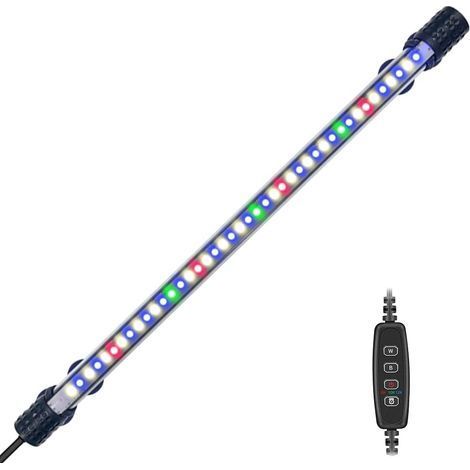 1 Lampe Aquarium Submersible LED,Minuterie intégrée,Fonction gradateur,4 Couleurs,Bac à poissons (1/5)