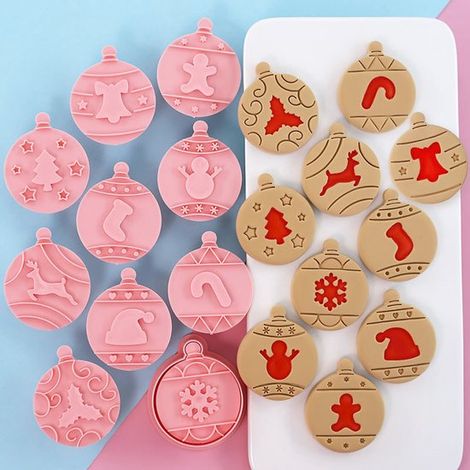 10 cortadores de galletas navideños，cortadores de galletas para Navidad，cortadores de galletas de plástico，cortadores de galletas 3D (1/5)