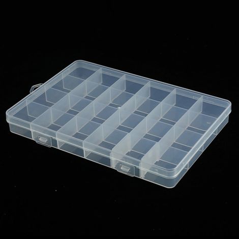 Boîte De Rangement À Compartiments Réglables - Organisateur Bijoux 24 Cases - Pour Boucles D'oreilles Colliers Anneaux - Transparent - 22,6 x 23,4 x 2,2 cm (1/5)