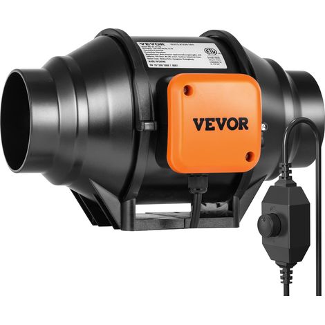 VEVOR Ventola per Condotto in Linea 306 x 255 x 212 mm Ventola di Scarico Silenziosa con Regolatore Velocita Variabile, Motore CA, per Booster Raffreddamento, Tende Coltivazione, Coltura idroponica (1/5)