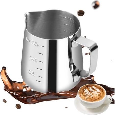 Pot à Lait - Inox - 350ml - Acier Inoxydable 304 - Bec Verseur Spécial - Résistant à la Chaleur (1/4)