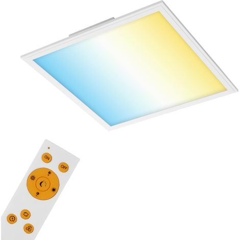 Panneau LED, Gradation, télécommande pour plafonnier, avec régulateur de température de Couleur, 2 400 Lumen, Blanc, 45 x 45 cm, 24 W (1/5)