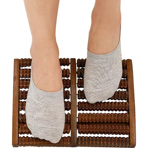 Rouleau de massage des pieds en bois, rouleau de massage des pieds en bois à 8 rangées, masseur de pieds, double rouleau de massage des pieds pour soulager les pieds fatigués (1/5)