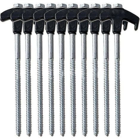 Lot de 10 piquets de tente à visser, ancrages au sol M8, piquets de tente robustes, piquets de camping (1/5)