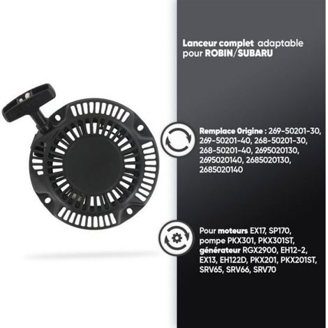 Lanceur Complet - Moteur Robin Subaru - Pour Pompe Et Generateur - Compatible EX17 SP170 PKX301 RGX2900 - 1 Unite (1/4)