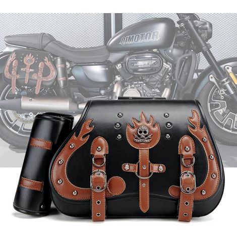 Motorrad Satteltasche 30L Leder Wasserdicht mit Flaschenhalter für Harley, Honda, Yamaha (1/5)