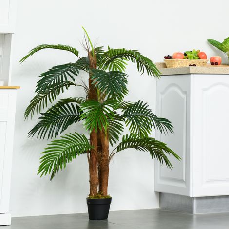Palmier artificiel 120 cm - arbre décoratif en pot plastique - réaliste pour intérieur/extérieur - idéal pour maison et bureau - Pratique