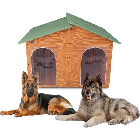 Cuccia In Legno Per Cani da Esterno 2 Tendine OMAGGIO mod. Extra Large MADE IN ITALY Mod. 4XL “Gigante” Con Doppio Ingresso E Separe' Estraibile con 2 Tendine OMAGGIO (1/5)
