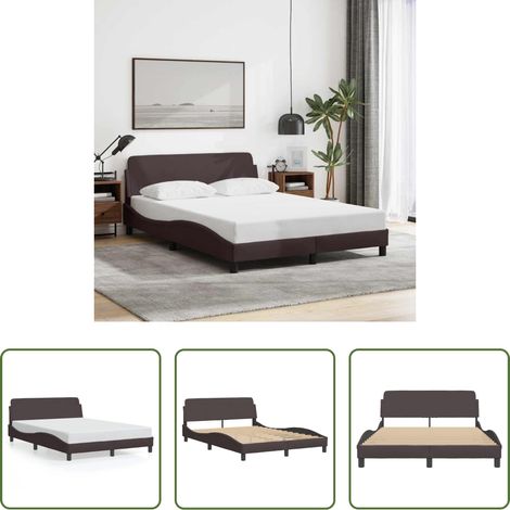 Kopfteil - Bettgestell "Dover" Dunkelbraun 120x200 cm Stoff (1/5)