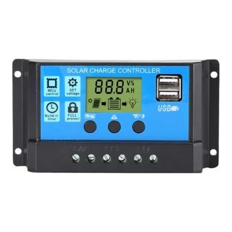 30A 12V/24V Laderegler für Solarpanel-Batterie, intelligent, mit 5V Dual-USB-Anschluss und LCD-Display (30A) (1/5)