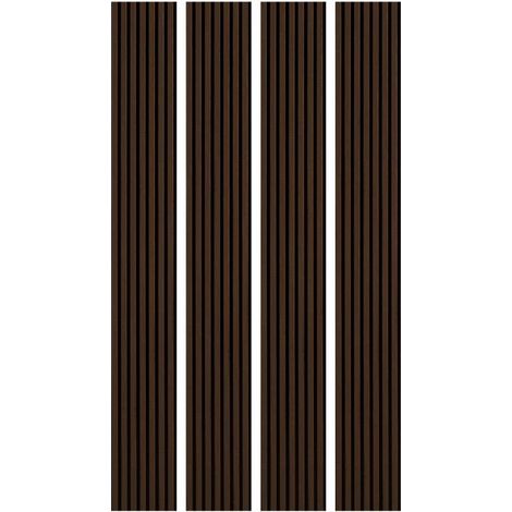 Decoon – Lot de 4 panneaux décoratifs muraux chêne foncé – Dimensions 250 x 30 x 1,9 cm – Feutrine acoustique 8 mm – Pour bureaux, chambres, salons - BOIS 250 X