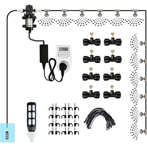 Bardusch - Système de Brumisateur avec Pompe Silencieuse 24v & Minuterie, Système de Refroidissement Kit par Brumisation avec Filtre, (6m/19.6fttube+ 6nozzles) (1/5)