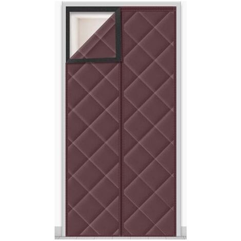 Rideau de porte à fermeture magnétique, occultant, insonorisant, protection contre le froid, 120x210cm (marron) (1/4)