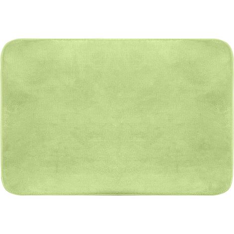 Tapis de Bain Antiderapant Absorbant Mousse Ultra Douce Poil Ras, Tapis Salle de Bain, Cuisine et Chambre Idéal pour Sortir de Douche et Baignoire, Tapis Lavable en Machine 70x50 cm, Vert (1/5)
