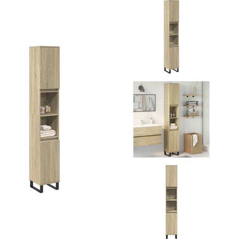 Armoire salle de bain chêne sonoma 30x30x190 cm - Armoire De Salle De Bain - Armoires De Salle De Bain - Armoire De Rangement De Salle De Bain - Armoire De Rangement De Toilettes (1/5)