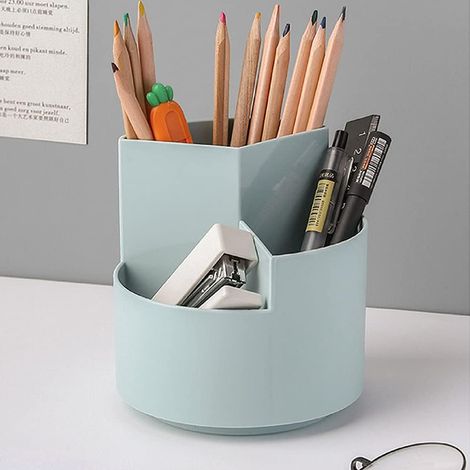 Portapenne girevole a 3 scomparti, organizer per materiale scolastico per penne e matite colorate