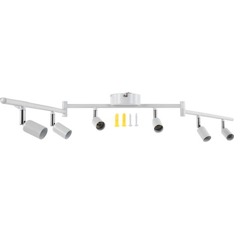 Kit d'éclairage sur rail, tête de lampe rotative, spot de plafond à 6 voies, douille de base GU10 85-265V, blanc