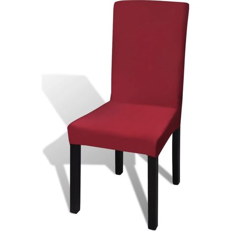 6 housses de chaise Bordeaux, droites et extensibles (1/4)