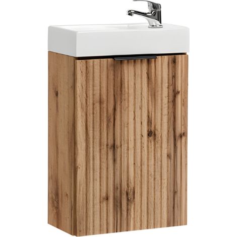 Mueble bajo lavabo NOXERA 40 cm – Roble wotan – Lavabo encastrado