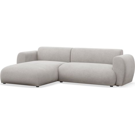 Selsey Emia – L-Form Ecksofa mit Schlaffunktion, Chenille-Stoff, links ausgerichtet, Hellgrau