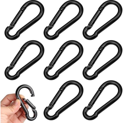 8 Pièces Mousqueton de Fixation pour Charges Lourdes, 8 x 4 cm Mousquetons de Verrouillage, Mousquetons M8 Robustes avec Capacité de Charge de 150 kg, Mousqueton à Ressort Robuste, pour Camping (1/5)