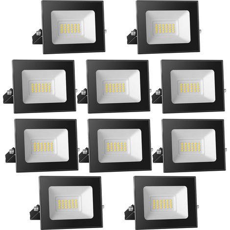 Spot LED 12V DC, 20W Superlight LED Projecteur IP65 étanche, 3000K blanc chaud LED Applique murale extérieure, 2000LM LED Projecteur idéal pour jardin, cour, terrasse, garage,10 pièces (1/5)