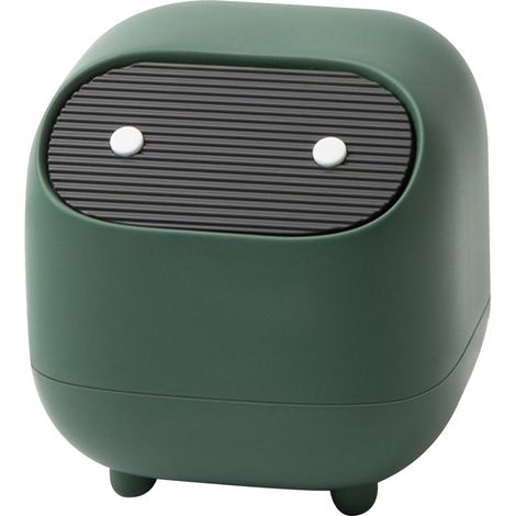 Poubelle miniature 2 étages, poubelle de comptoir en plastique à pression avec couvercle, verte, pour table, chevet, bureau (1/5)