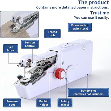 Hand Sewing Machine, Mini Portable Sewing Machine for Beginners, Electric Sewing Machine with Accessories, Hand Sewing Easy to Use, Suitable for Quick Sewing Home (1/4)
