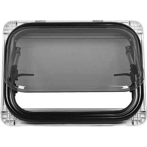 Vitre isolante acrylique double couche 550x400mm, arrondie, anti-UV, avec moustiquaire et rideau privé pour caravane camping-car (1/5)