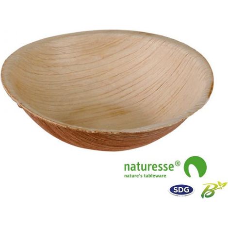 Mini assiette jetable Finger Food 9,5 cm en feuille de palmier - 400 pièces - Ecobioshopping