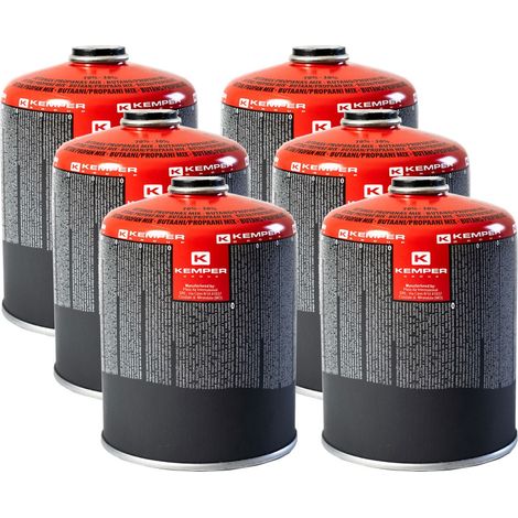 Pack de 6 Cartouches de gaz 450g Butane propane mix Valve 7/16 KEMPER