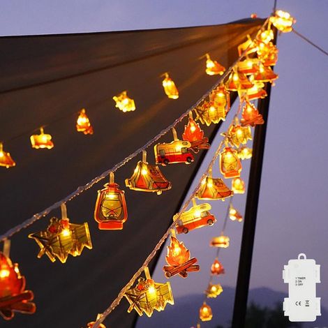 Guirlande lumineuse 20LEDs à piles 2,5Mètres avec minuterie pour éclairage intérieur et extérieur, chambre, décoration de chambre d'enfant, balcon, mariage, fête, Noël(Blanc chaud) (1/5)