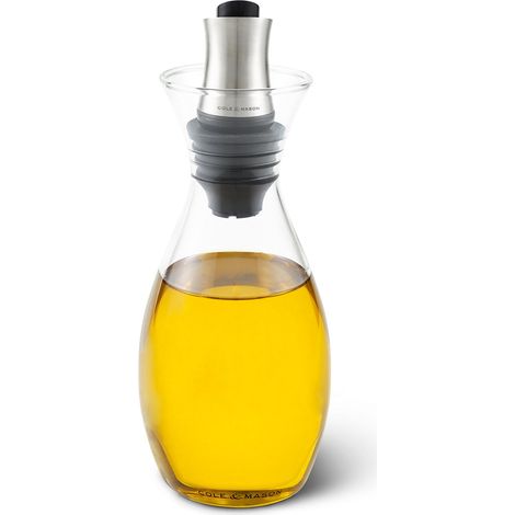 Cole & Mason H103029 Haverhill Bottiglia Dispenser per Olio e Aceto, 370ml, Contenitore Olio con Dosatore, Vetro, Acciaio Inossidabile, 1 x Bottiglia, Fornito Vuoto