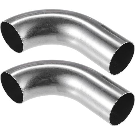 Tuyau Coude 90° 1.5" OD 2 Pcs Pour Système Échappement Auto  DE 38mm (1.5"), Épaisseur 1mm, Longueur 120/75mm, Universel Voitures/Camions, Bricolage Échappement, Polissage Répété (1/5)