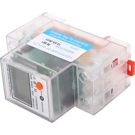 Compteur Énergie 2P Monophasé Rail DIN, Écran LCD Rétroéclairé, Indicateur de Consommation Électrique 230V, Mesureur de Puissance (1/5)