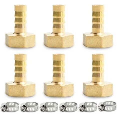 Lot de 6 Raccords cannelés, Laiton, Filetage BSP 1/2", Diamètre 12 mm, Outils pneumatiques (1/5)
