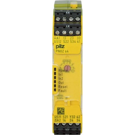 Relè di sicurezza PNOZ S4, 24V cc, 2 canali, 3 contatti di sicurezza