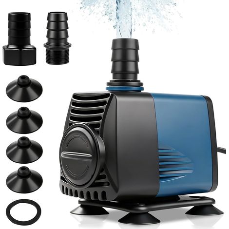 Pompe Aquarium 25 W 2000 L/h, Silencieuse Pompe à Eau Submersible avec Câble 1,1 m, Tête de 2 m, Accessoires pour Aquariums, Étangs, Fontaines, Hydroponie, Amphibie (1/5)