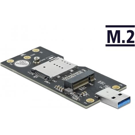 Delock Convertidor USB 3.0 Tipo-A macho a M.2 Tecla B con ranura SIM