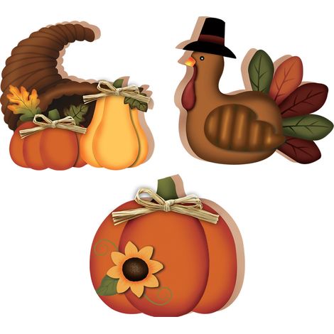 3 plaques de dinde de Thanksgiving, décoration de la façade de citrouille, décoration de la table d'automne