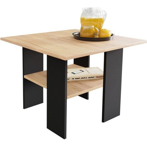 Table basse Reading 102, Noir + Craft chêne, 50x60x60cm, Diamètre: 0, Stratifié, Angulaire (1/3)