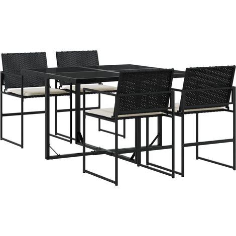 Maison Exclusive - 5-tlg. Garten-Essgruppe mit Kissen Schwarz Pol