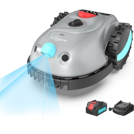 YARDCARE V100 Mähroboter ohne Begrenzungskabel, mit Vision-Navigation, Hindernisvermeidung(150 Arten), 4,0 Ah Akku Rasenmäher Roboter, Rasenroboter mit Graskamm, Ersatzklingen-Hellgrau