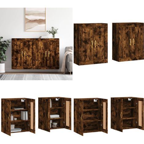 Wandschränke 2 Stk. Räuchereiche Holzwerkstoff - Holzwerkstoff - Räuchereiche (1/5)